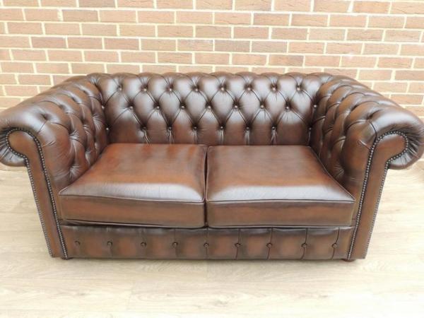 Image 4 of Saxon Chesterfield Antique Brown Sofa (UK Delivery)