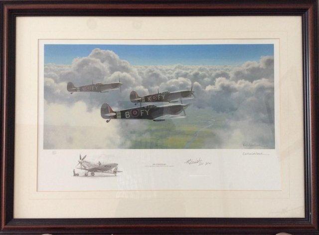 Preview of the first image of The Endless Sky by Keith Woodcock. Trio of Supermarine Spit.