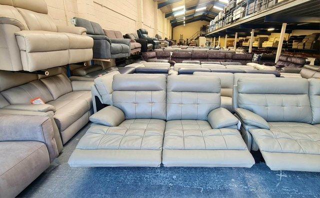 Image 8 of La-z-boy Knoxville grey leather electric 3+2 seater sofas