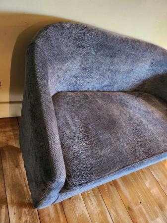 Image 3 of Blue 2 seater sofa in waffle fabric. Used for 3 months.