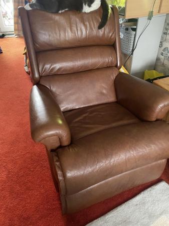 Image 3 of 2 faux leather armchairs brown