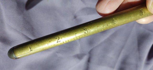 Image 2 of Rare Unusual Antique Brass Rule/Measuring Stick