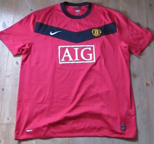 Preview of the first image of 2009/10 Man Utd : AIG Home Shirt - VIDIC Size 3XL.