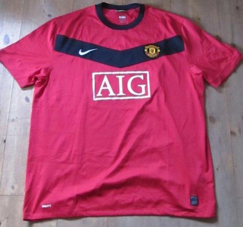 Image 1 of 2009/10 Man Utd : AIG Home Shirt - VIDIC Size 3XL