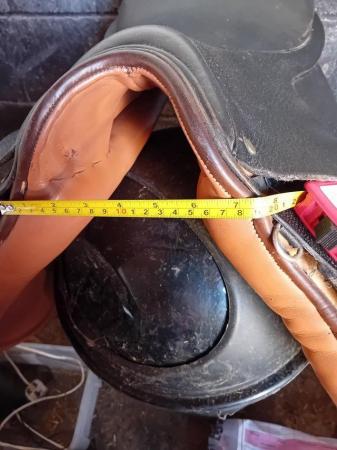 Image 2 of Black/tan leather saddle17.1/2"