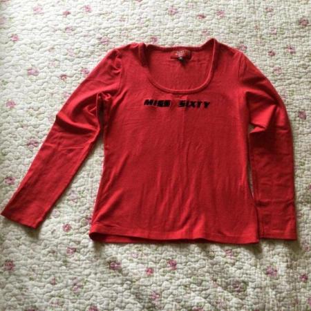 Image 1 of Size M (10-12) Vintage MISS SIXTY Red Long Sleeve Top As New