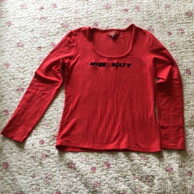 Preview of the first image of Size M (10-12) Vintage MISS SIXTY Red Long Sleeve Top As New.