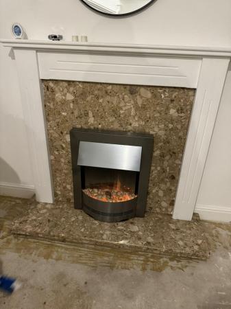 Image 1 of Electric fire , white surround and marble back