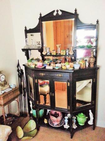 Image 1 of Antique Black Japanned Mahogany Dresser, Chiffonier, Victori