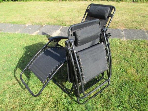 Image 1 of Folding Reclining chairs x 2 with head rests.