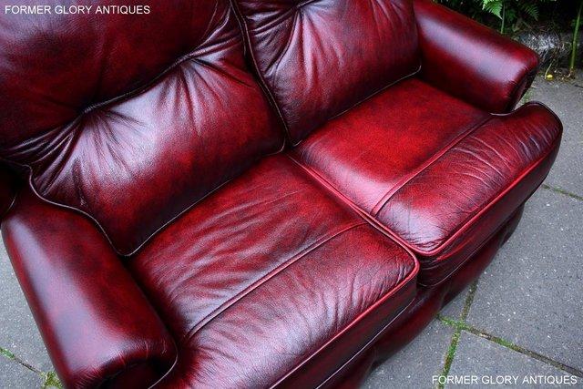 Image 102 of SAXON OXBLOOD RED LEATHER CHESTERFIELD SETTEE SOFA ARMCHAIR