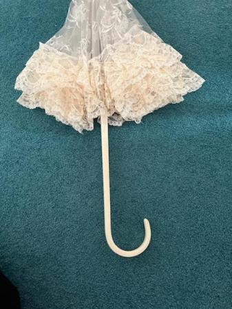 Image 1 of Wedding parasol.  Cream/Ivory