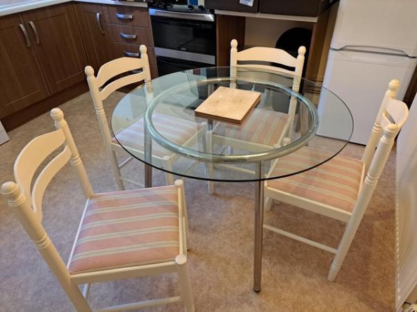 Image 1 of White wooden chairs set of 4 matching