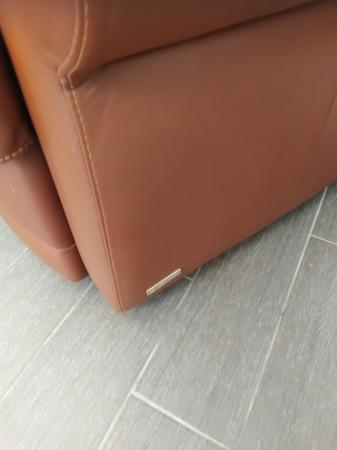 Image 2 of REAL LEATHER BROWN 2 SEATER SOFA AND CHAIR