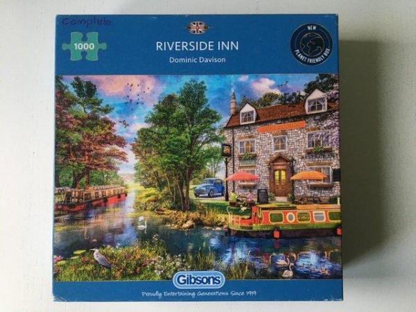 Image 3 of Gibson 1000 piece jigsaw titled Riverside Inn.