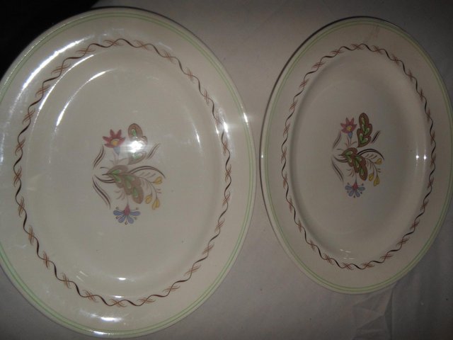 Preview of the first image of Platters Royal Doulton Woodland D6338 x 2 Vintage.