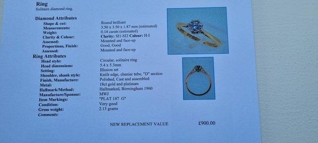 Image 1 of Solitaire diamond ring – 18ct gold and platinum