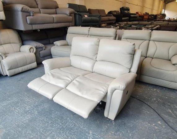 Image 9 of La-z-boy Kenny cream leather electric recliner 2 seater sofa
