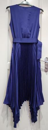 Image 15 of New Look Purple Occasion Satin Pleated Dress UK 12