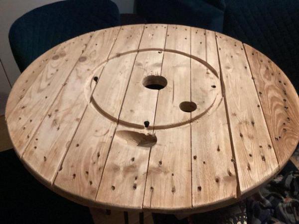 Image 1 of Cable drum - sanded - 90cm width - table top