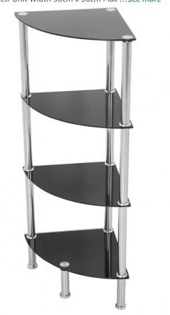 Image 2 of Black, glass, four tiered organisation rack