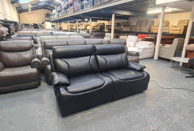Image 9 of La-z-boy Raleigh black leather recliner 3 seater sofa