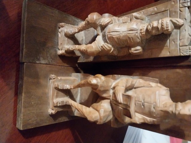 Preview of the first image of Vintage Hand Carved Sculpture Bookends.