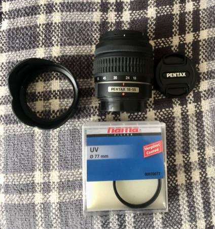 Image 1 of Pentax da 18-55 kit lens with filter