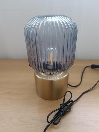 Image 2 of SOLKLINT Table lamp, brass/grey clear glass, 28 cm