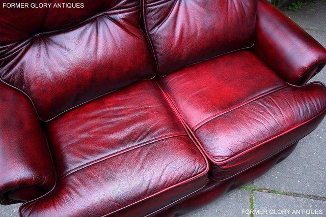 Image 6 of SAXON OXBLOOD RED LEATHER CHESTERFIELD SETTEE SOFA ARMCHAIR