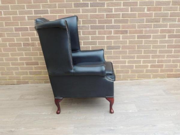 Image 6 of Chesterfield Black Queen Anne Armchair (UK Delivery)