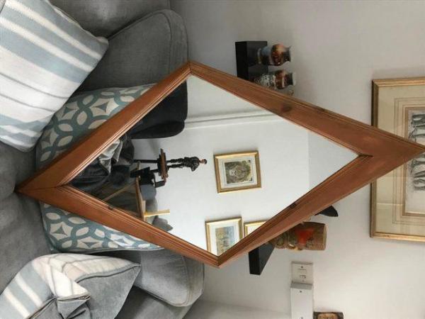 Image 2 of Large wooden wall mirror in excellent condition.25” x 47”