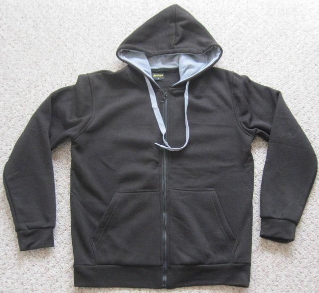 Preview of the first image of Black hooded sweatshirt Jacket, like new, size S(approx.12).