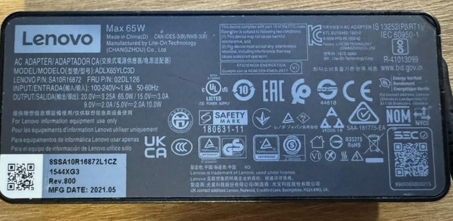 Image 2 of Genuine Lenovo 65W USB-C AC Adapter Power Charger ( for any