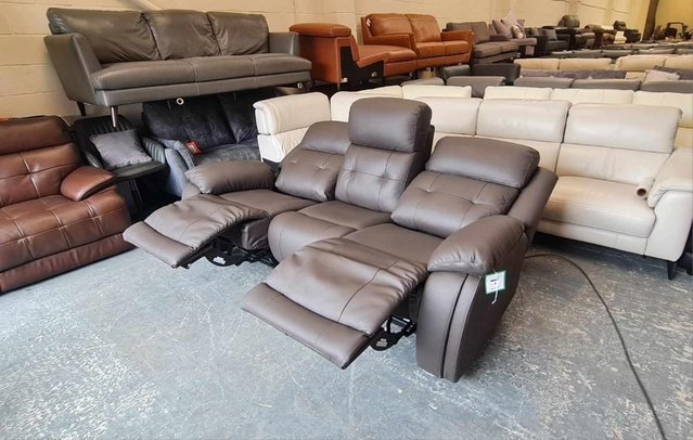 Image 11 of La-z-boy El Paso brown leather electric 3 seater sofa