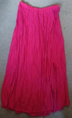 Image 1 of Next pleated long pink skirt- size 14 (UK)