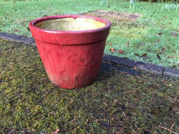Image 1 of Glazed red ceramic garden planter