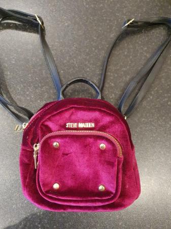 Image 1 of Steve Madden mini red velvour backpack
