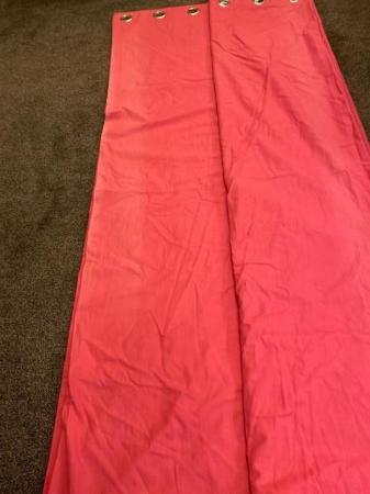 Image 1 of PAIR THERMAL LINED CERISE FULL LENGTH CURTAINS