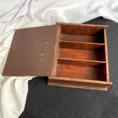 Image 1 of Vintage Wooden Button & Sewing Box