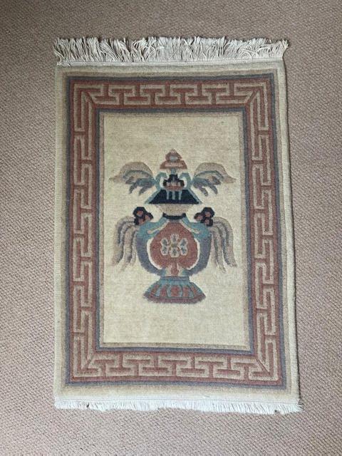 Preview of the first image of Tibetan 100% wool rug - reversible.
