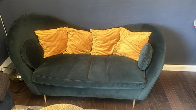 Preview of the first image of Great looking stylish Dark Green Velvet Sofa.