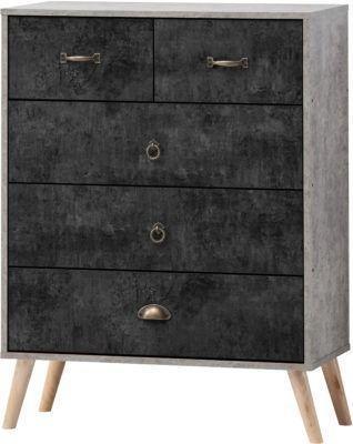 Preview of the first image of Nordic 3&2 drawer chest in concrete/charcoal.