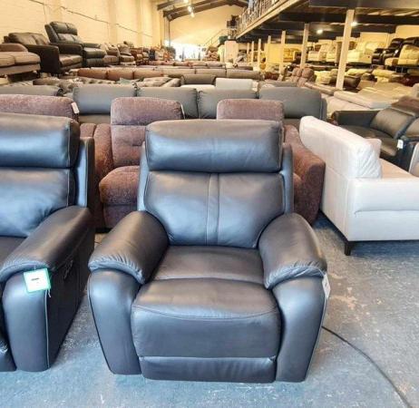 Image 1 of La-z-boy brown leather electric recliner armchair