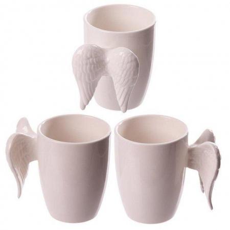 Image 1 of A Novelty Ceramic White Angel Wings Mug. Free uk postage
