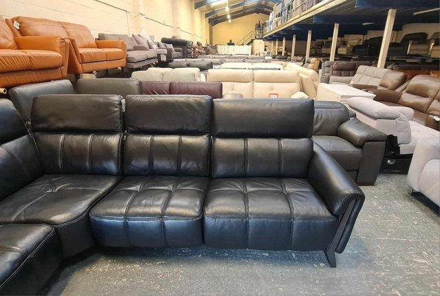 Image 13 of Packham black leather electric recliner corner sofa