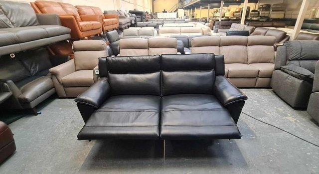 Image 2 of Dune black leather electric recliner 3 seater sofa