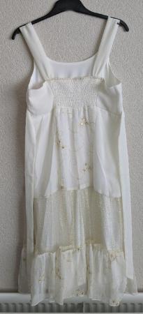 Image 2 of Pretty Cream Dress With Embroidery & Sequin Detail - Size 8