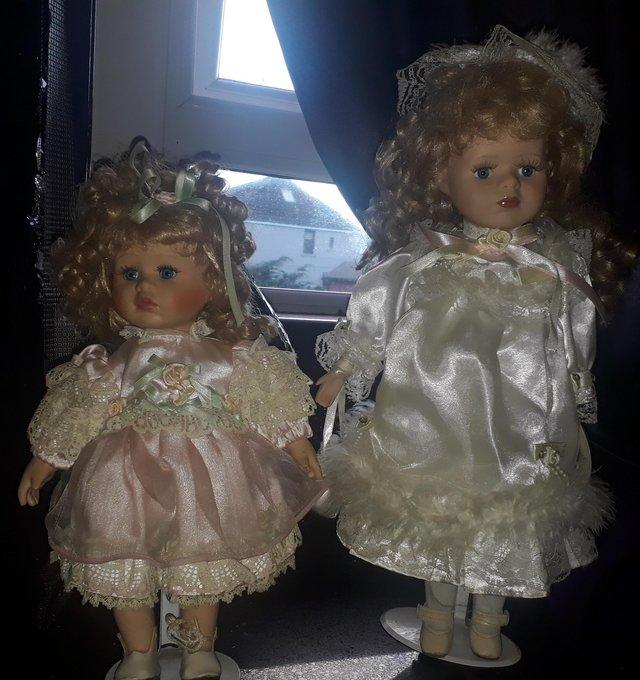 Preview of the first image of 2 Porcelain dolls for girls or collection.