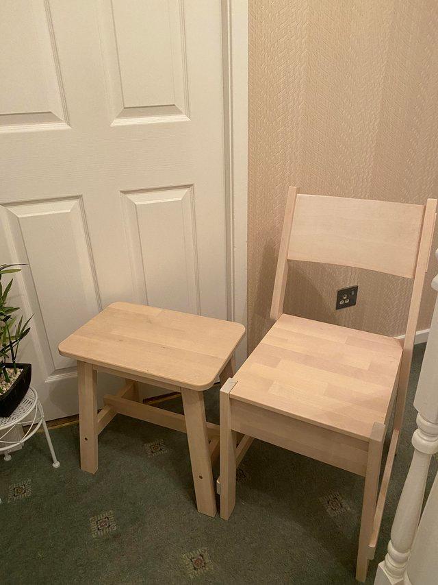 Preview of the first image of Ikea dining chair and stool as new hardly used.